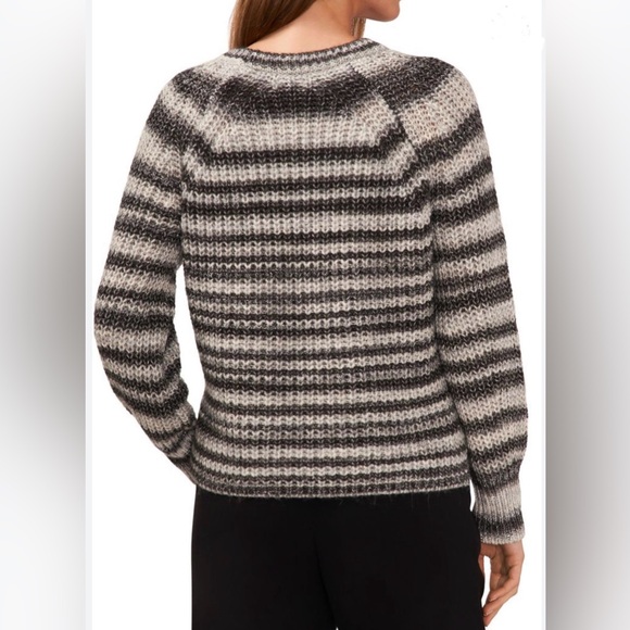 Halogen Metallic Black, Gray, & Silver Stipe Long Sleeve Sweater NWOT Size XL - Picture 2 of 7